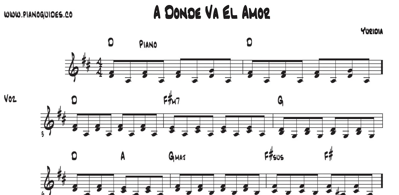Título y primeras líneas de la guía de A Dónde Va El Amor