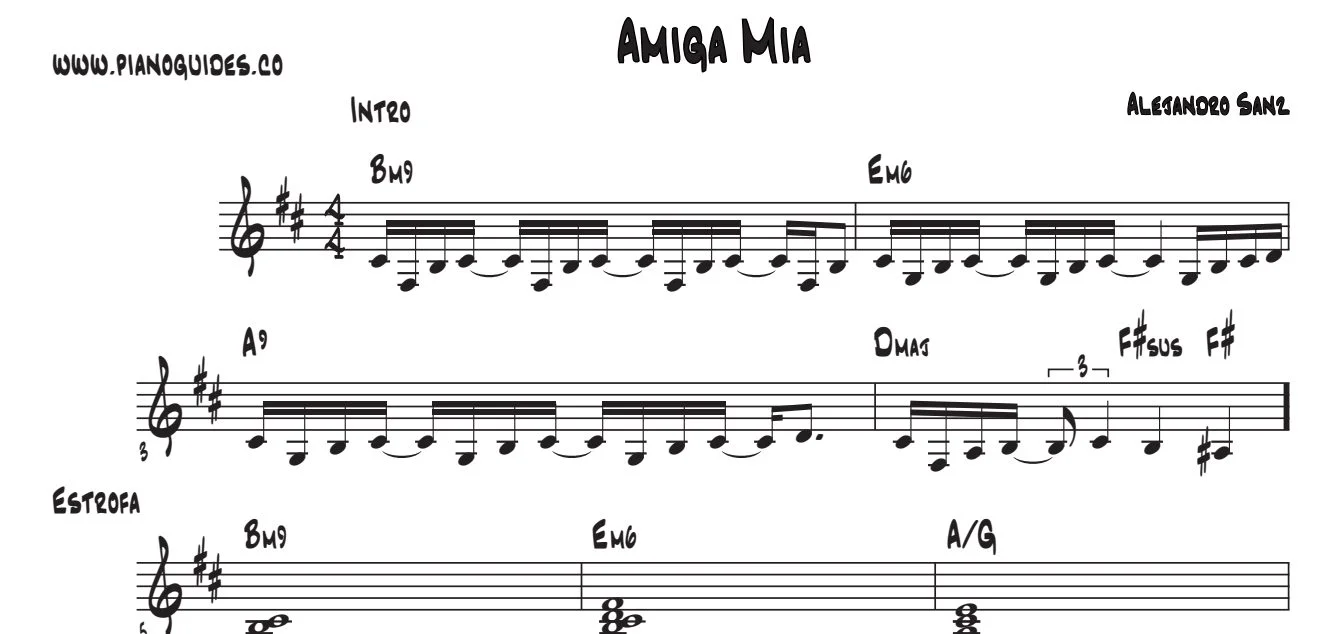 Título y primeras líneas de la guía de Amiga Mía