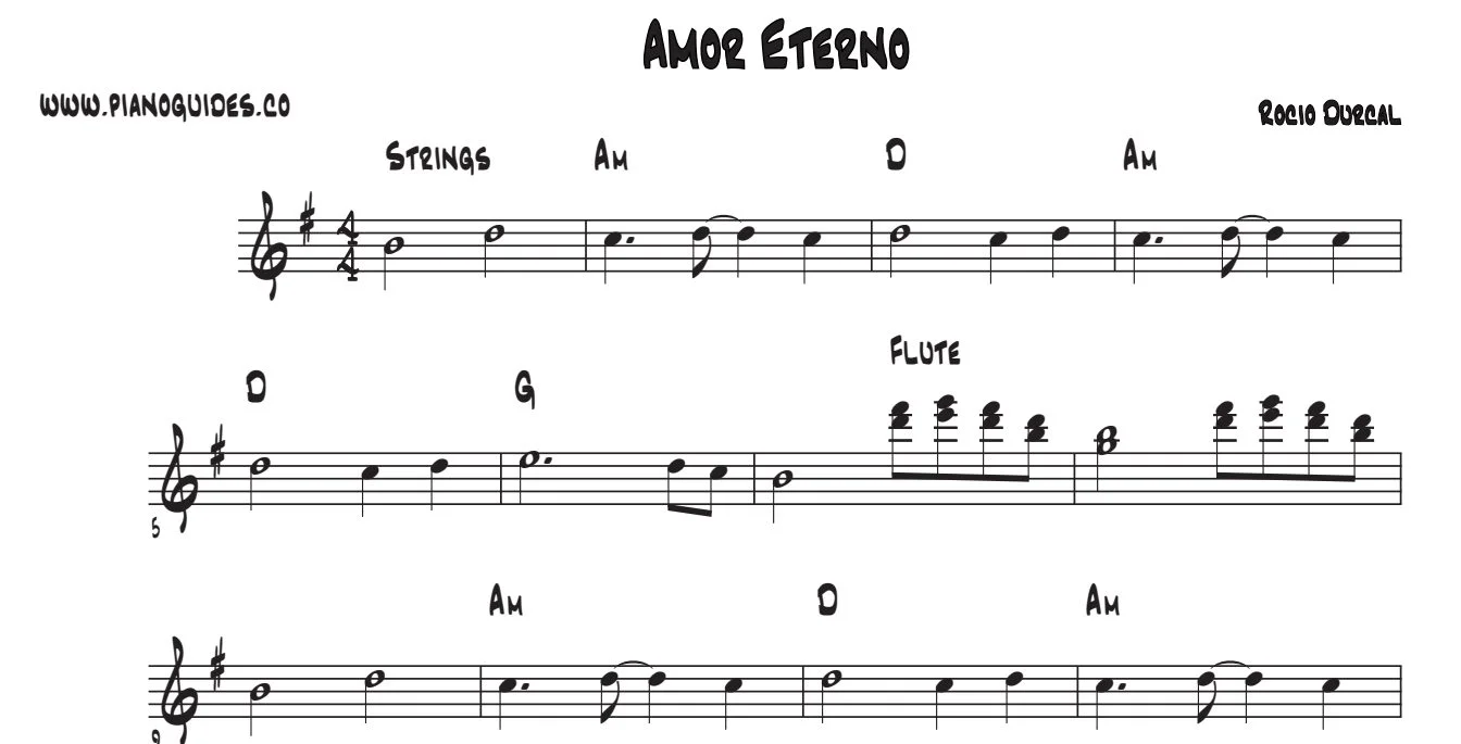 Título y primeras líneas de la guía de Amor Eterno