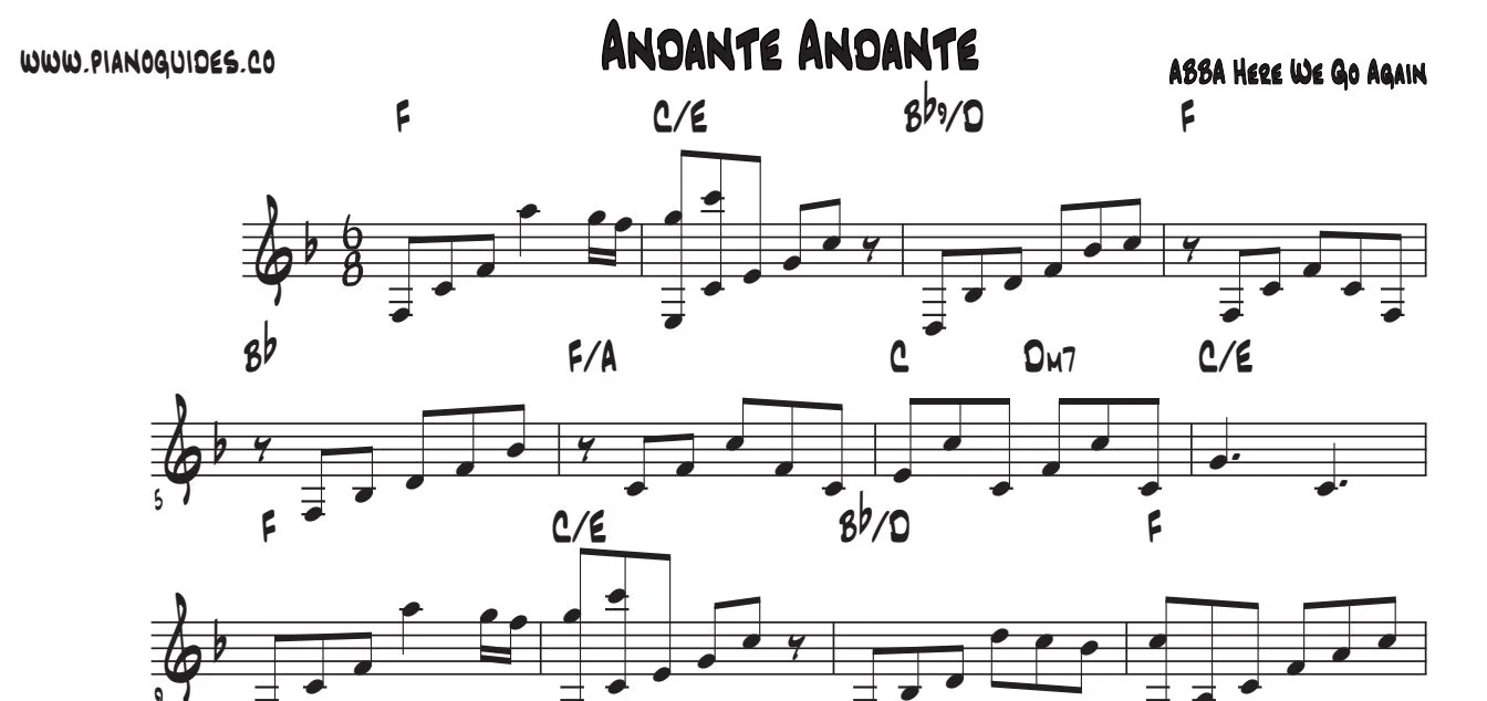 Título y primeras líneas de la guía de Andante, Andante (Here We Go Again)