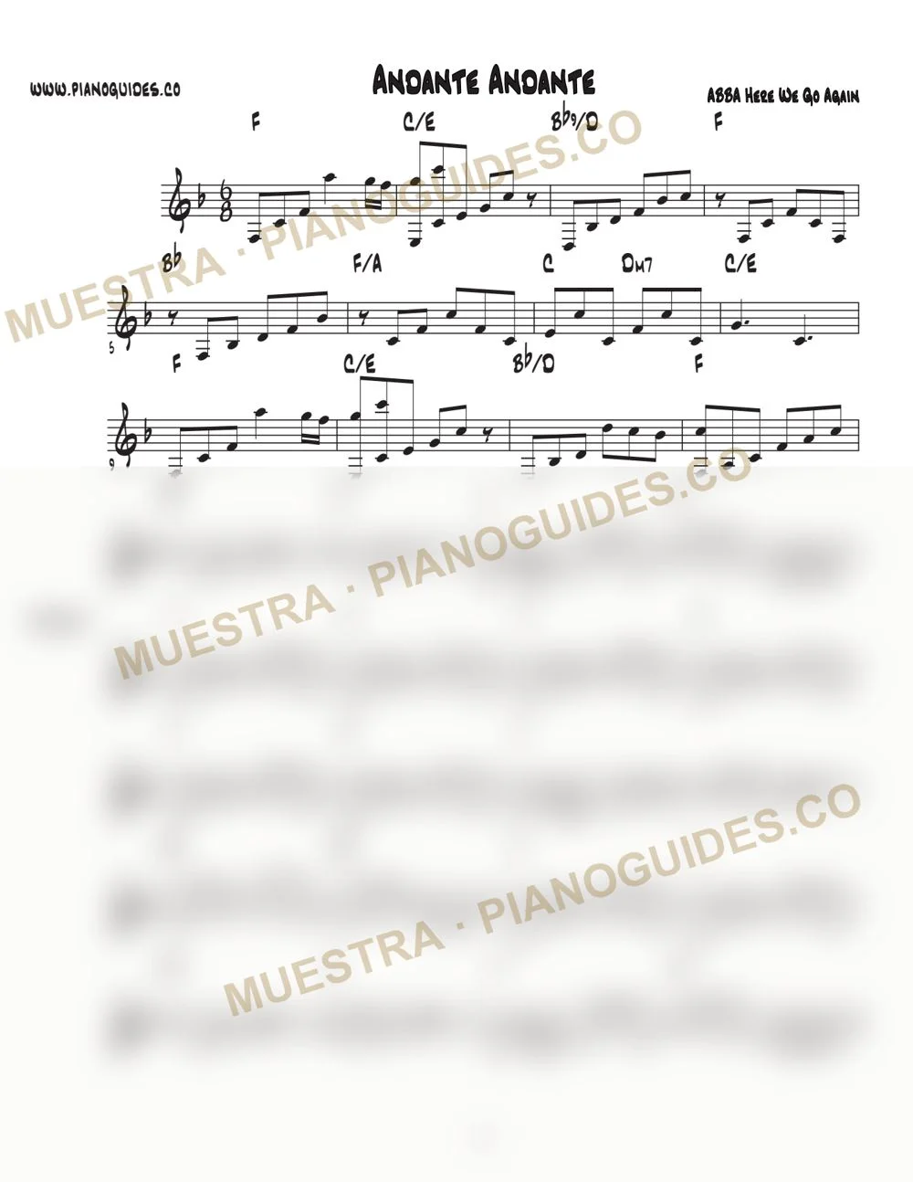 Primera página de la guía Andante, Andante (Here We Go Again)