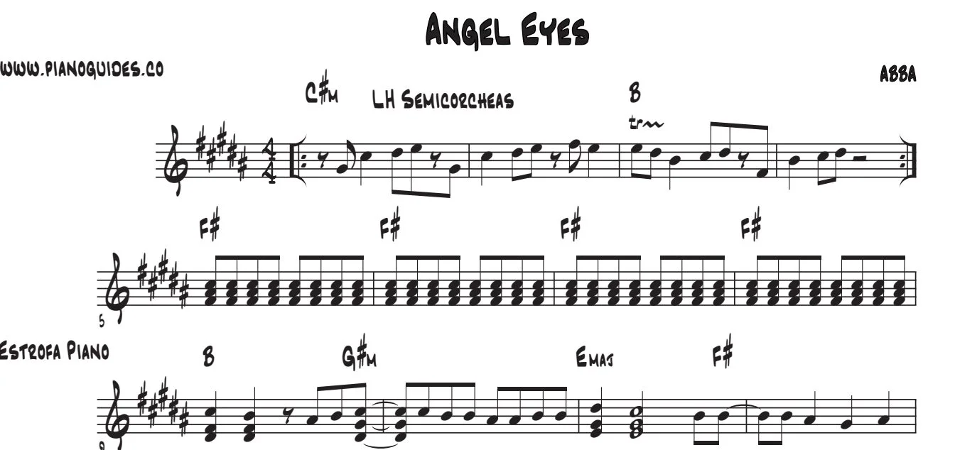 Título y primeras líneas de la guía de Angel Eyes