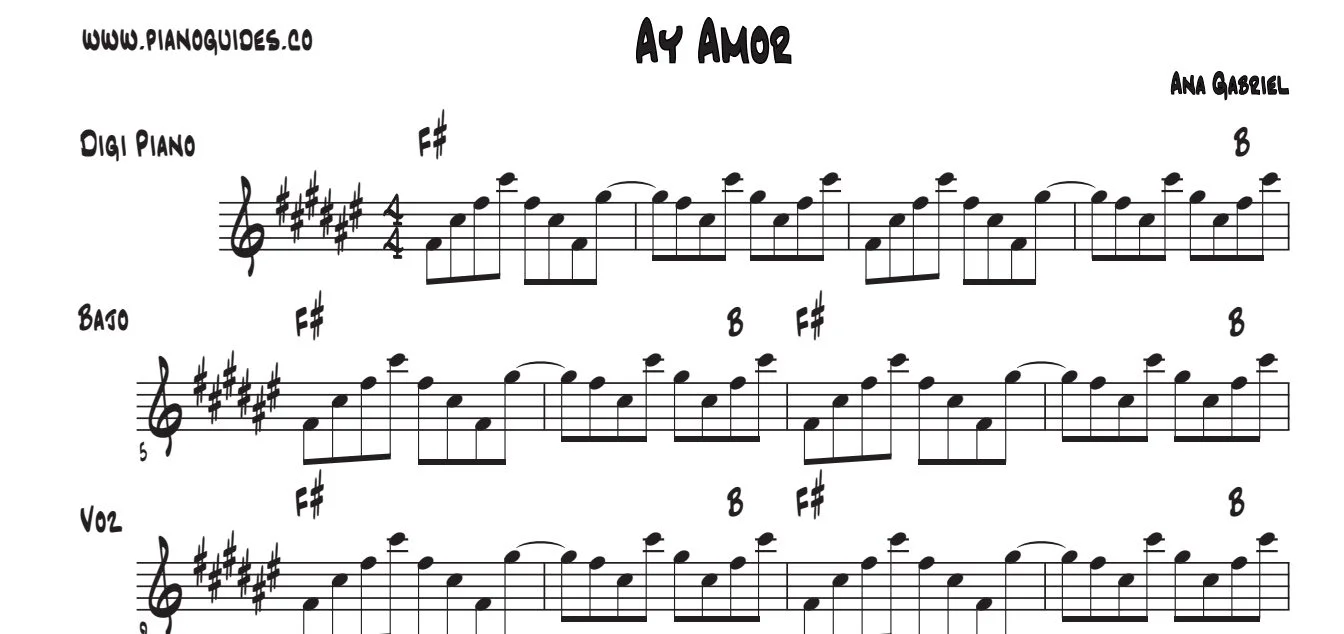 Título y primeras líneas de la guía de Ay! Amor