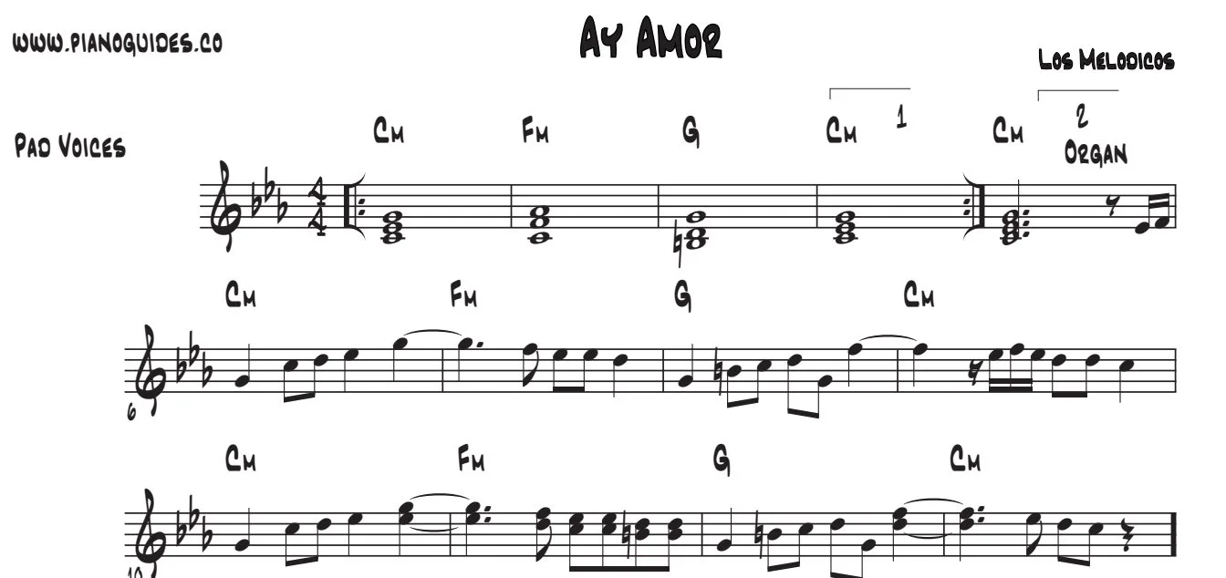 Título y primeras líneas de la guía de Ay! Amor