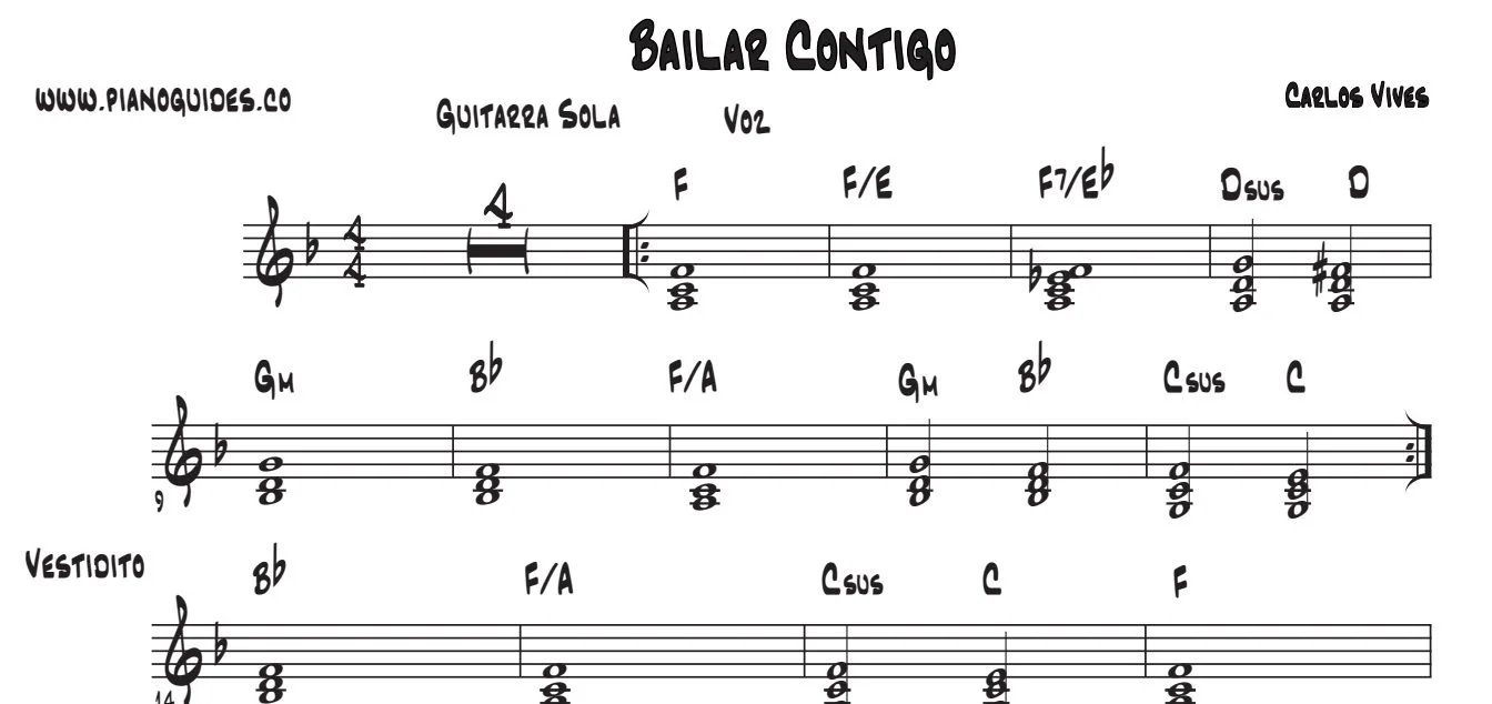 Título y primeras líneas de la guía de Bailar Contigo