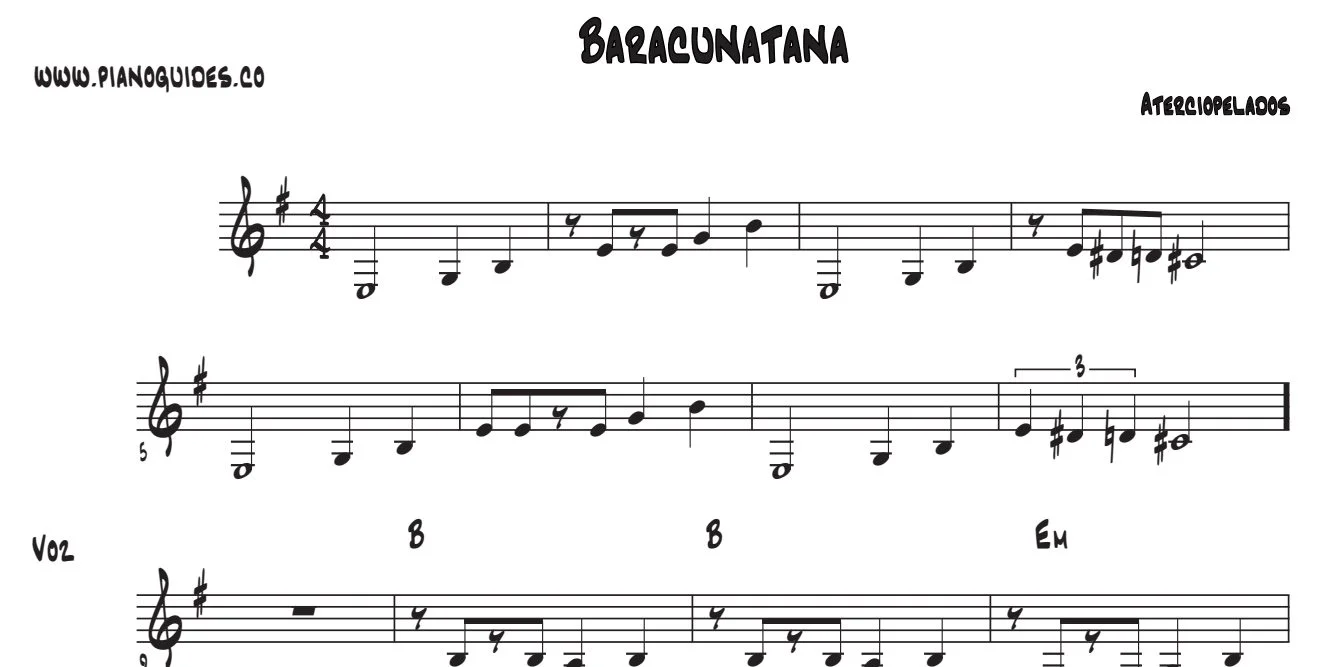 Título y primeras líneas de la guía de Baracunatana