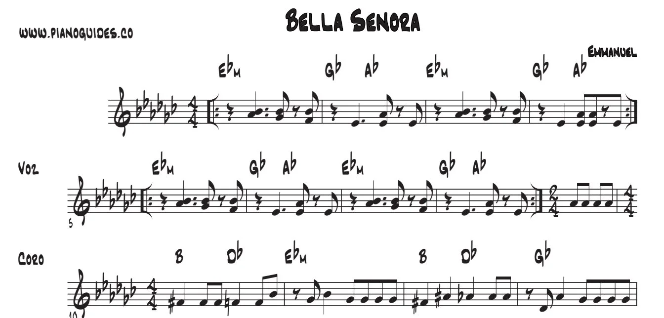 Título y primeras líneas de la guía de Bella Señora