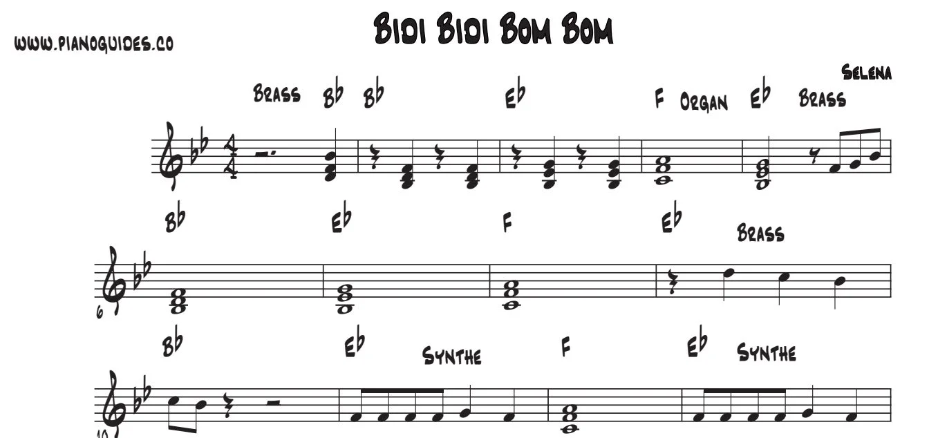 Título y primeras líneas de la guía de Bidi Bidi Bom Bom