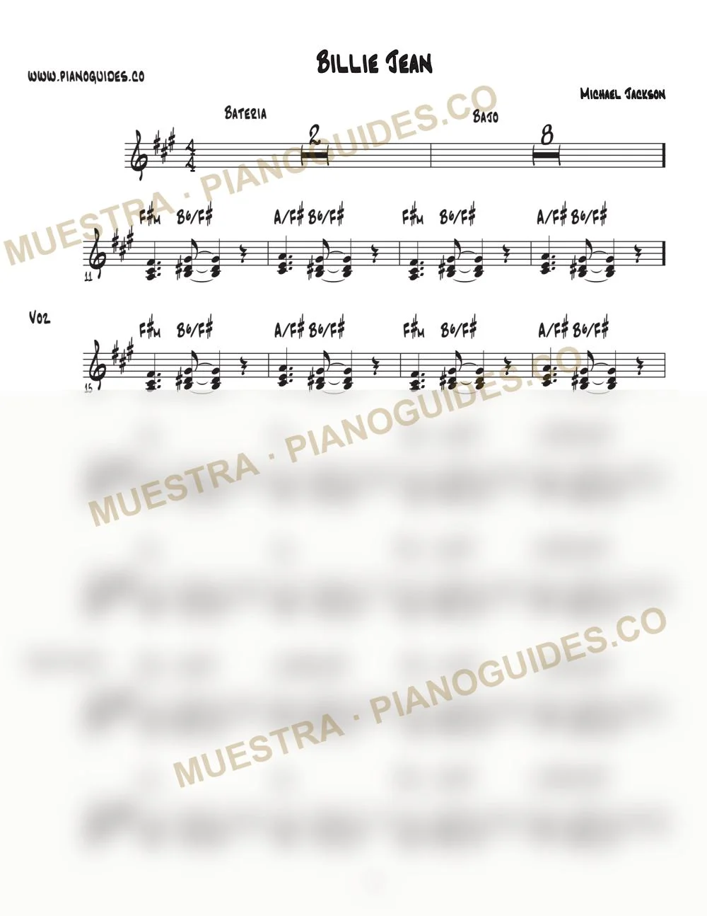 Primera página de la guía Billie Jean