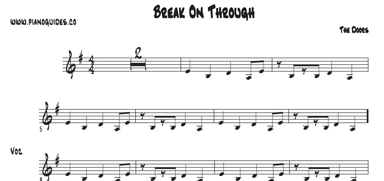 Título y primeras líneas de la guía de Break On Through