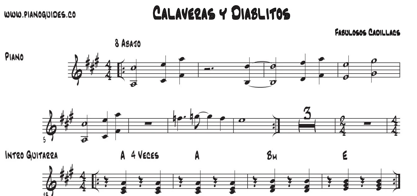 Título y primeras líneas de la guía de Calaveras y Diablitos
