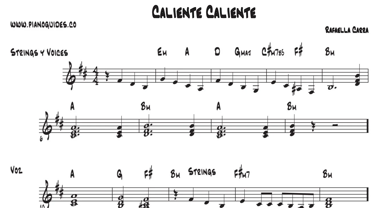 Título y primeras líneas de la guía de Caliente, Caliente