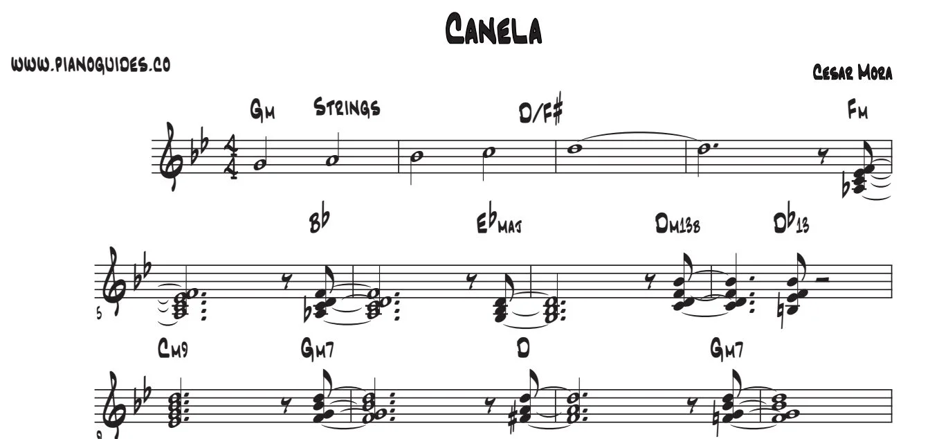 Título y primeras líneas de la guía de Canela
