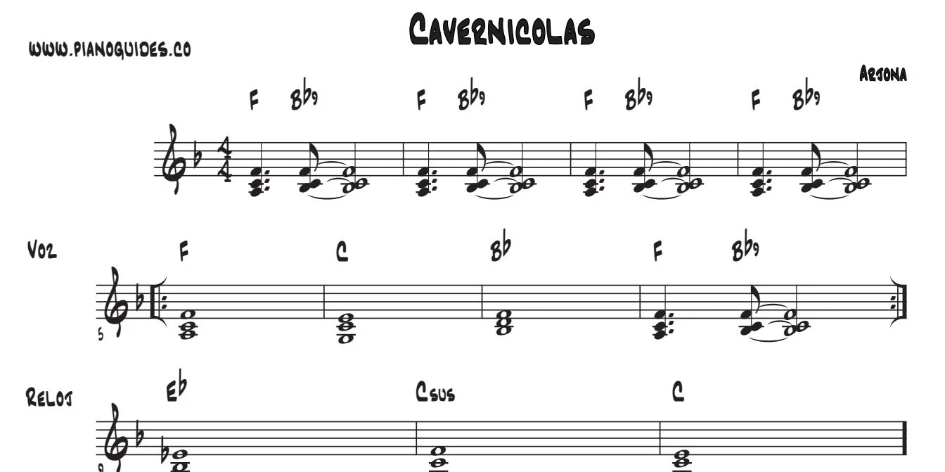 Título y primeras líneas de la guía de Cavernícolas