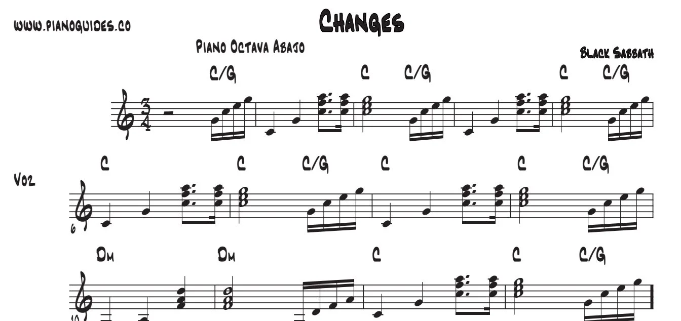 Título y primeras líneas de la guía de Changes