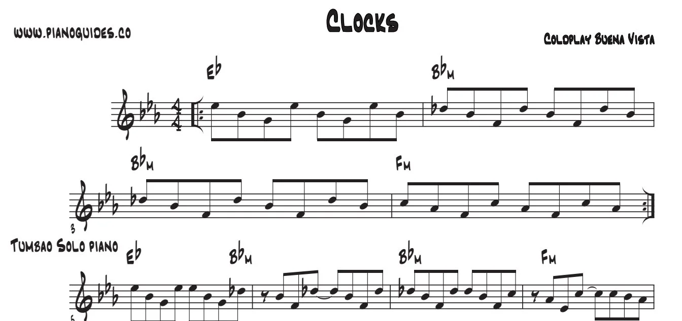 Título y primeras líneas de la guía de Clocks (Buena Vista)