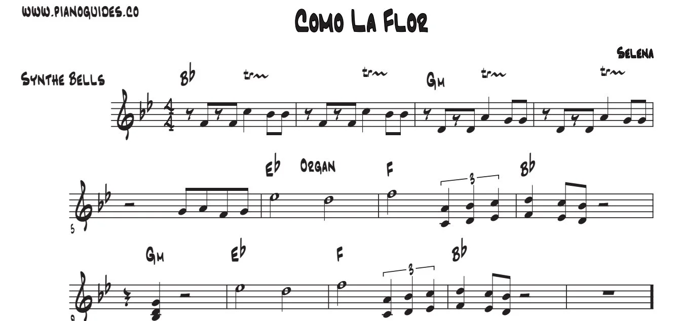 Título y primeras líneas de la guía de Como La Flor