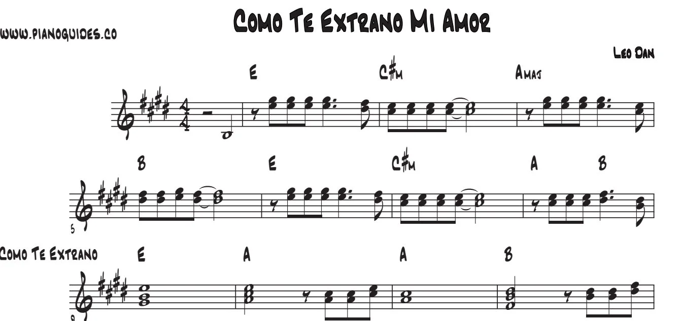 Título y primeras líneas de la guía de Cómo Te Extraño Mi Amor