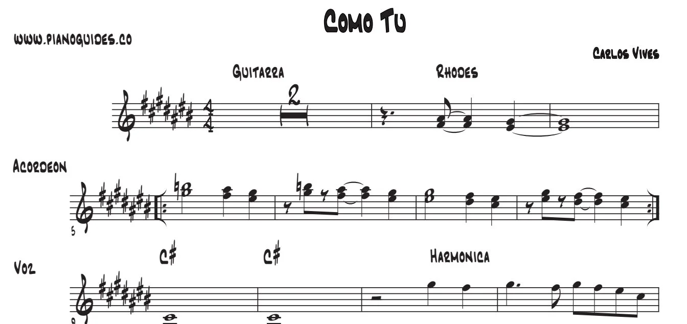 Título y primeras líneas de la guía de Como Tú