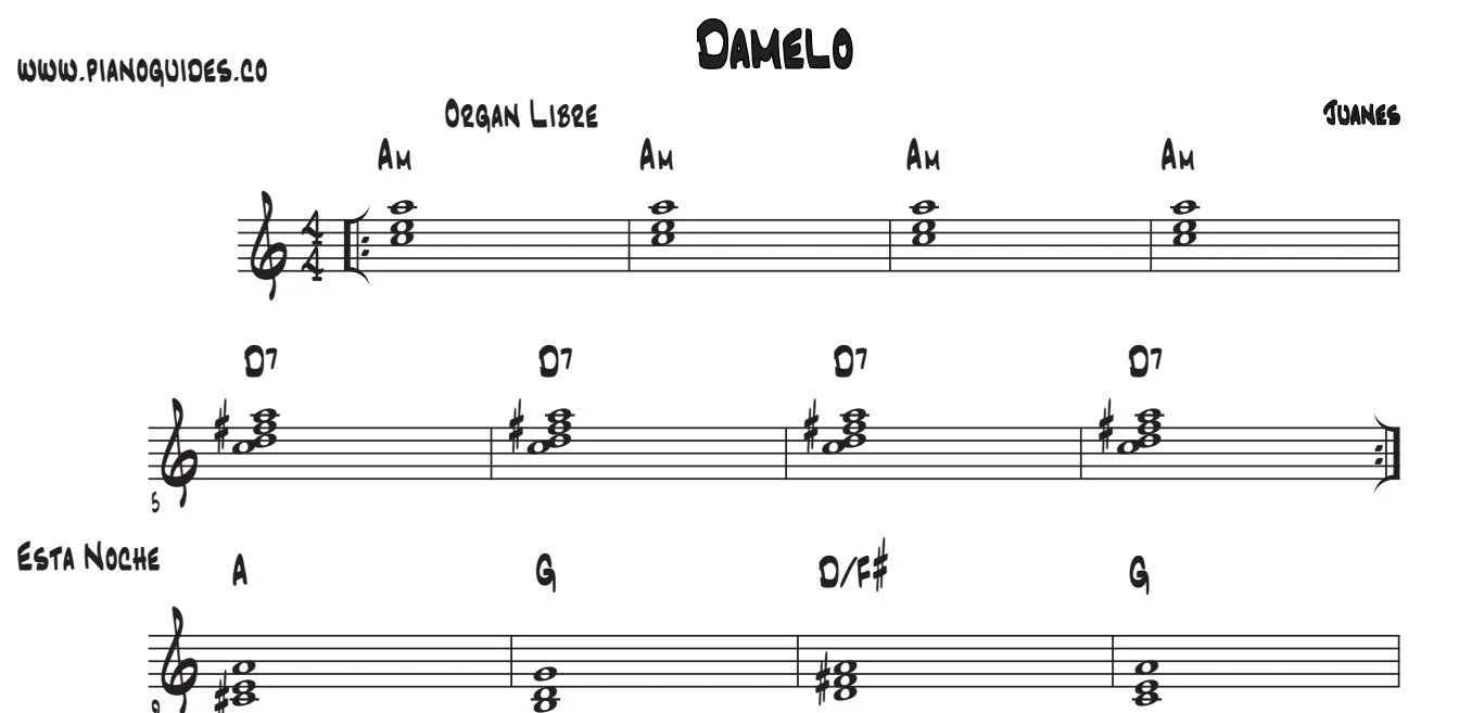 Título y primeras líneas de la guía de Dámelo