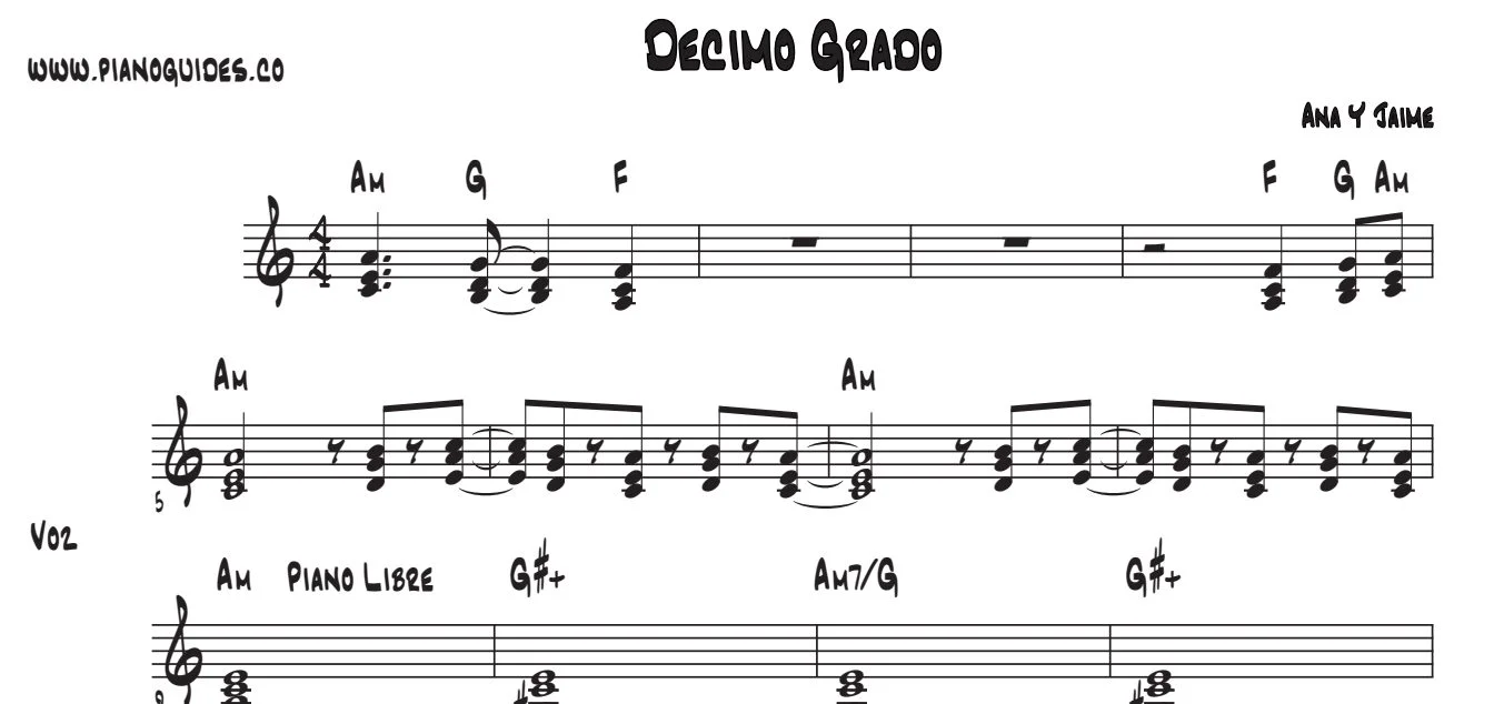 Título y primeras líneas de la guía de Décimo Grado
