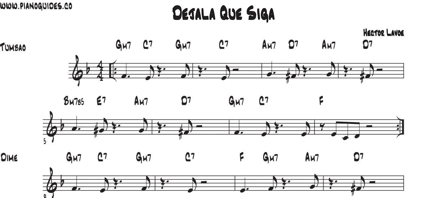 Título y primeras líneas de la guía de Déjala Que Siga