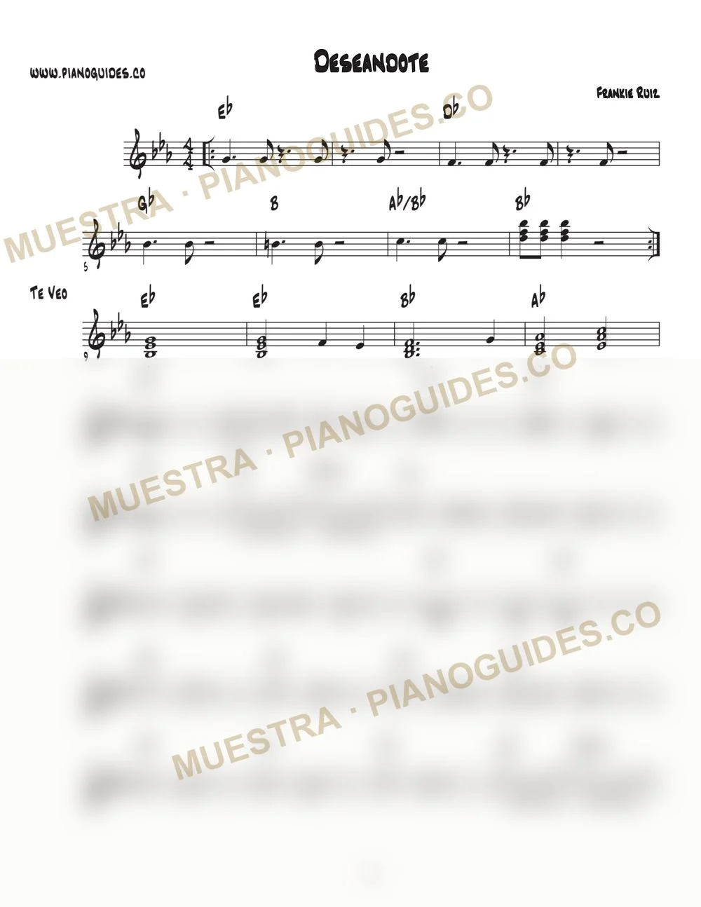 Primera página de la guía Deseándote
