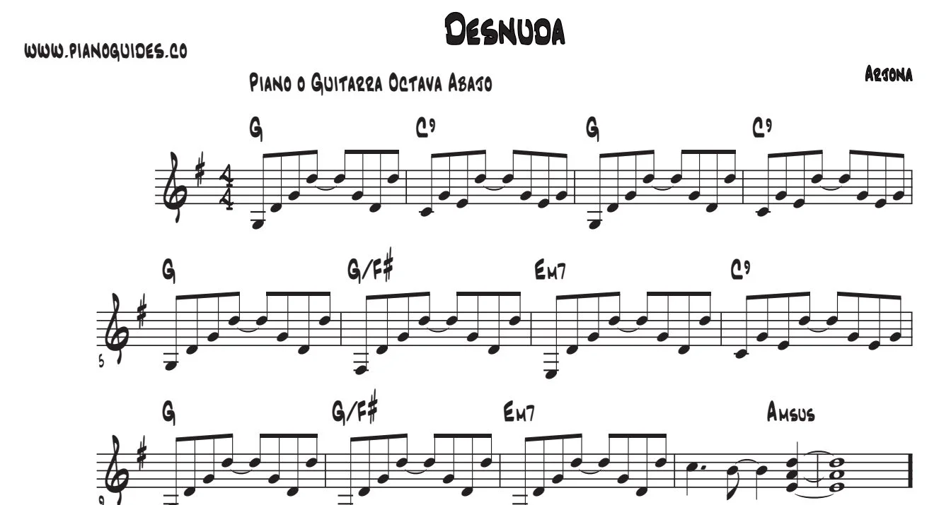 Título y primeras líneas de la guía de Desnuda