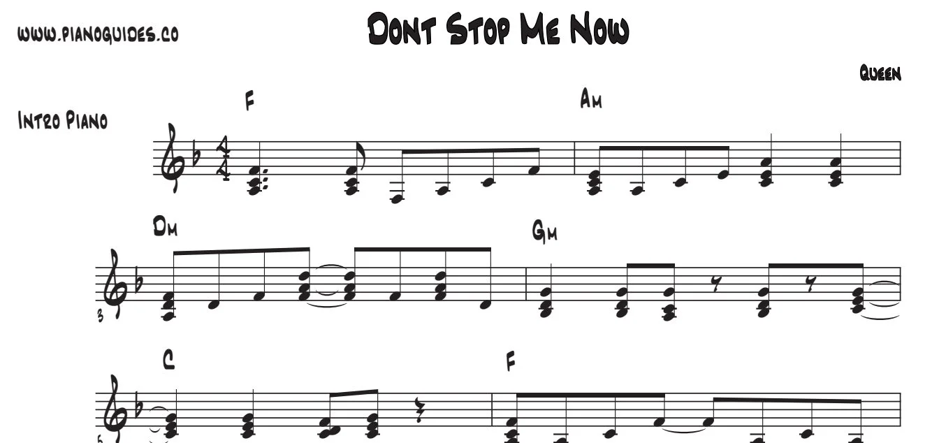 Título y primeras líneas de la guía de Don't Stop Me Now