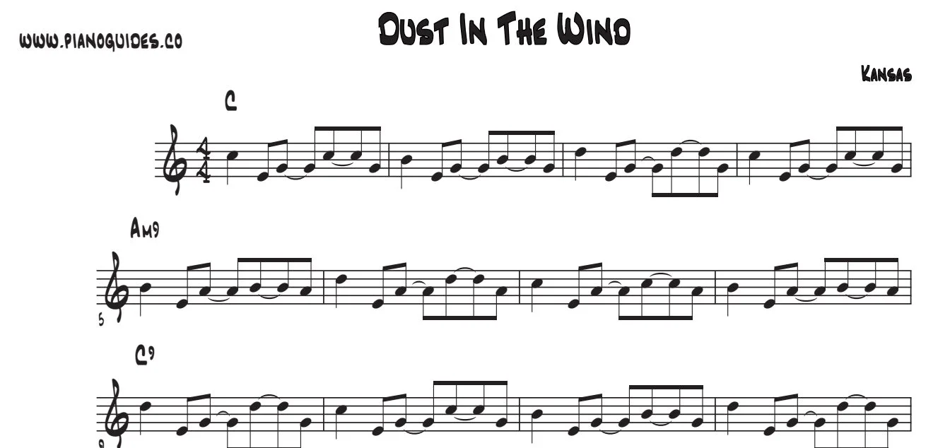 Título y primeras líneas de la guía de Dust In The Wind