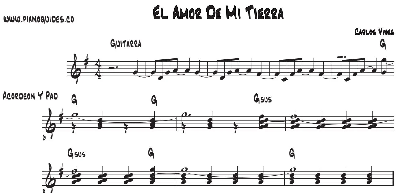 Título y primeras líneas de la guía de El Amor De Mi Tierra