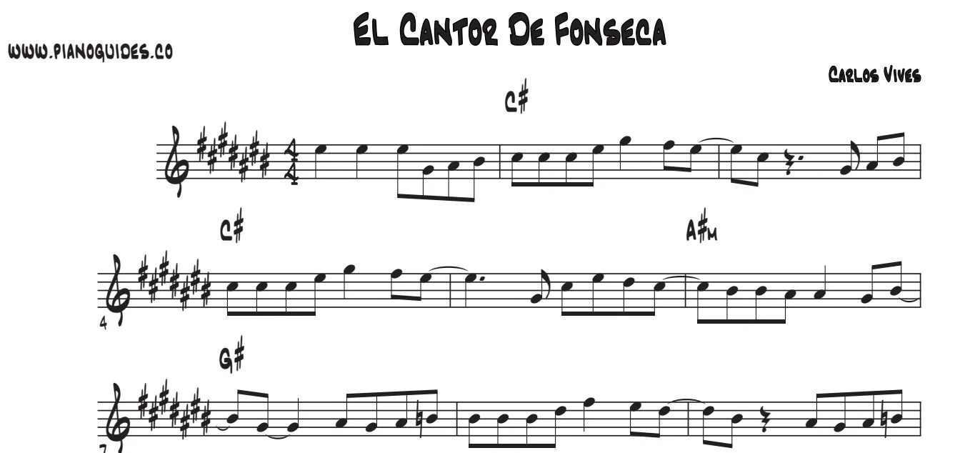 Título y primeras líneas de la guía de El Cantor De Fonseca