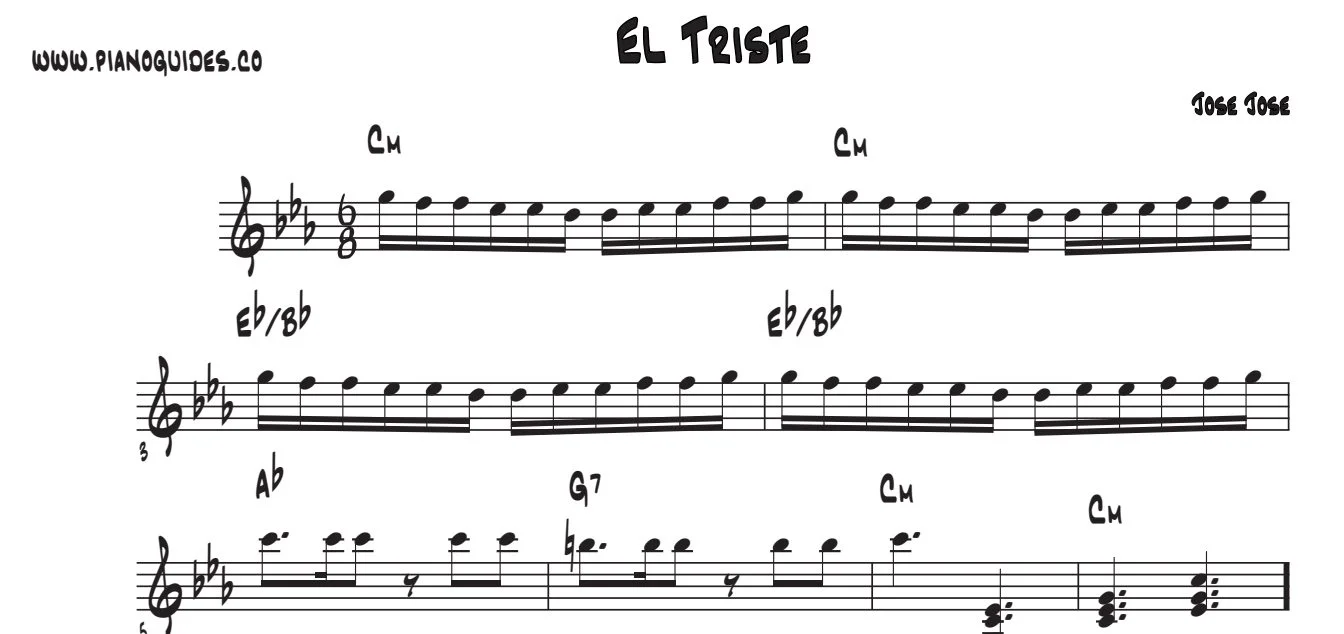 Título y primeras líneas de la guía de El Triste