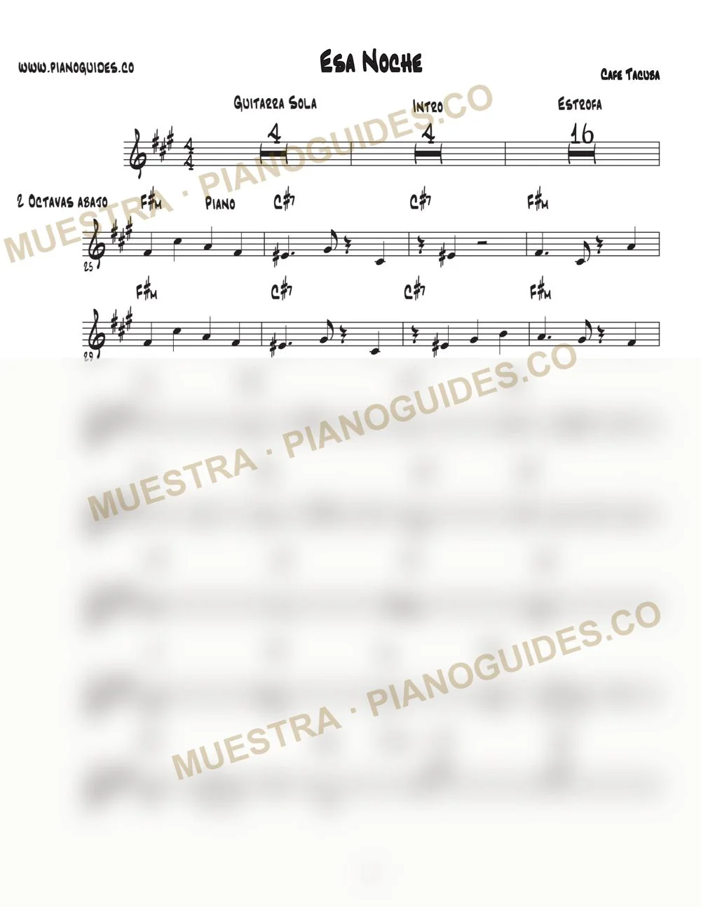 Primera página de la guía Esa Noche