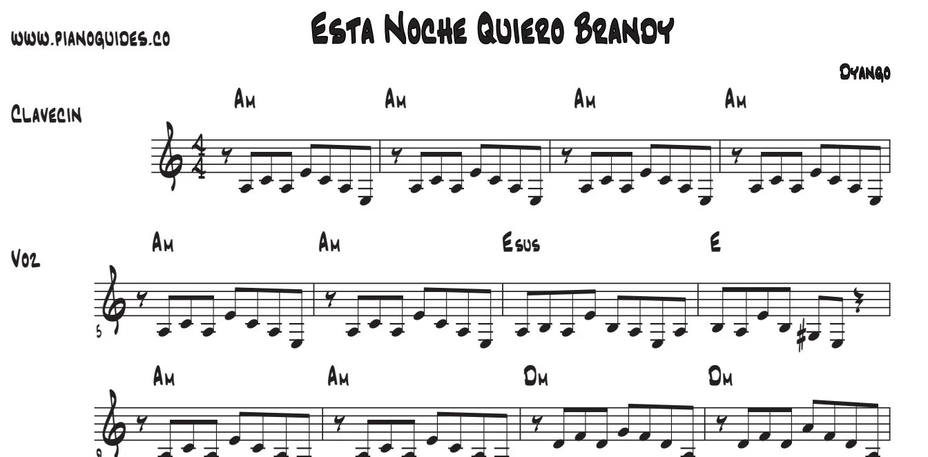 Título y primeras líneas de la guía de Esta Noche Quiero Brandy