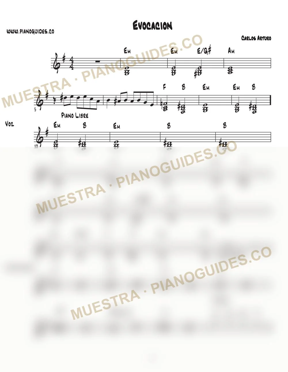 Primera página de la guía Evocación