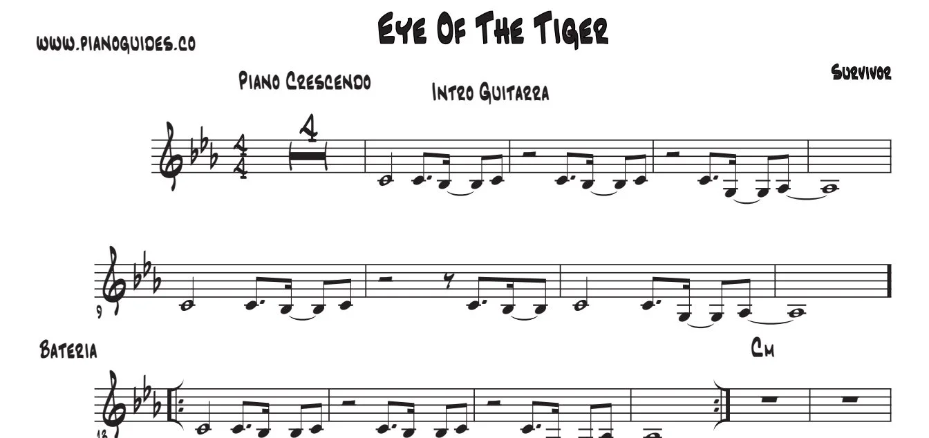Título y primeras líneas de la guía de Eye Of The Tiger