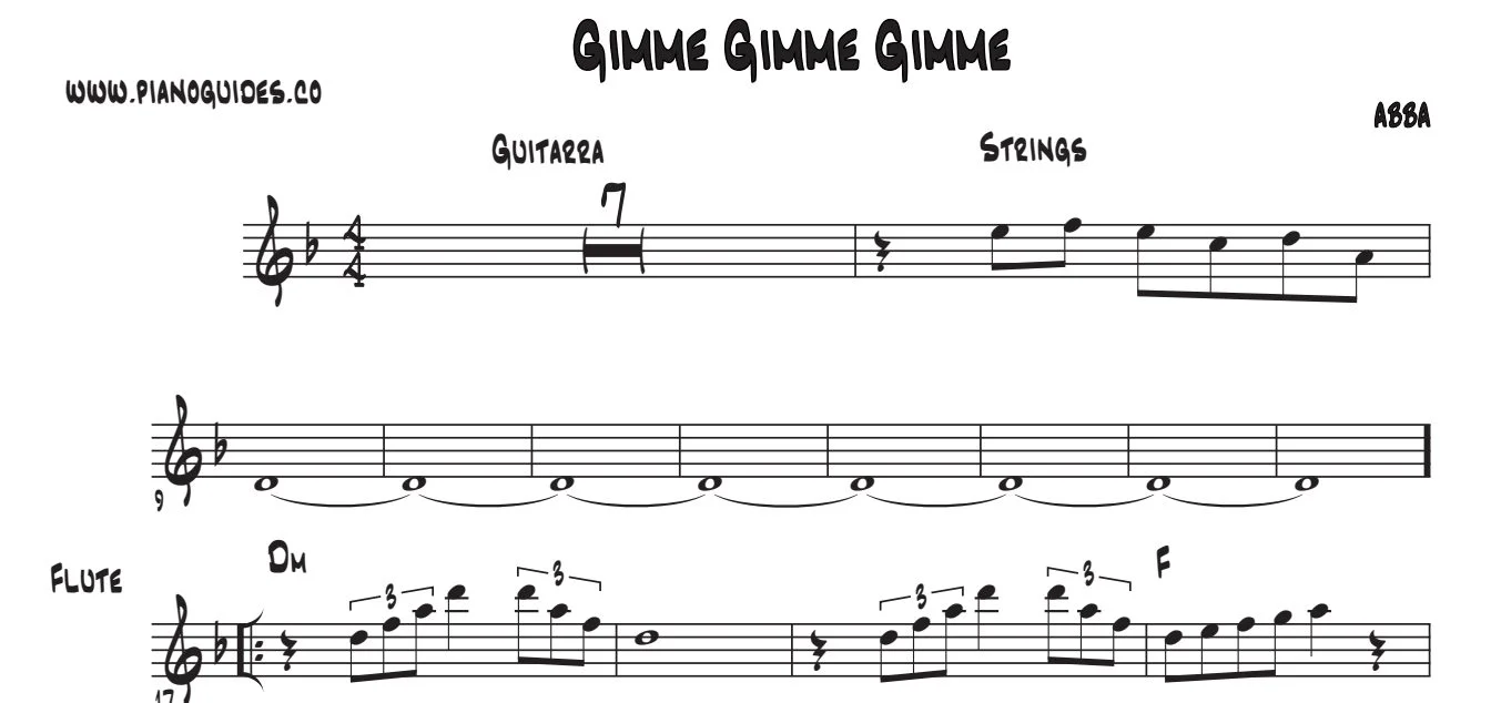 Título y primeras líneas de la guía de Gimme! Gimme! Gimme!