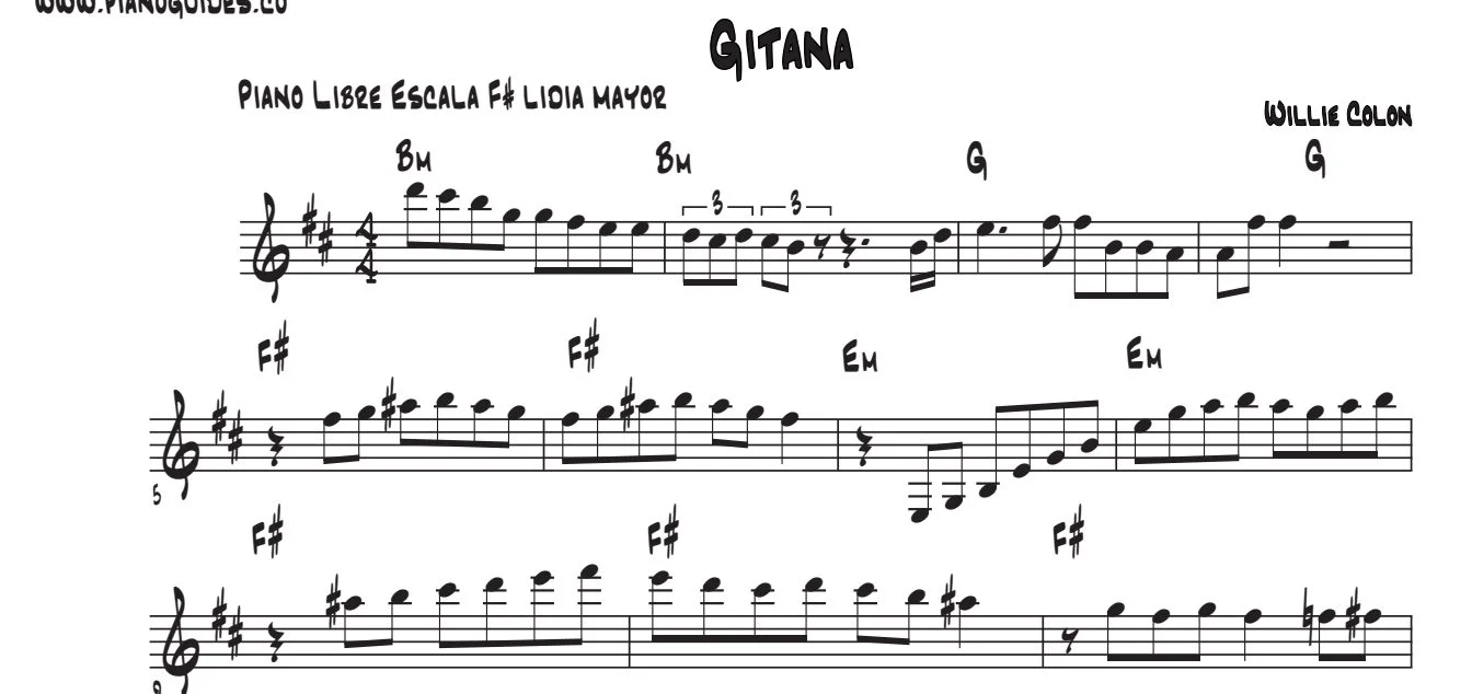 Título y primeras líneas de la guía de Gitana