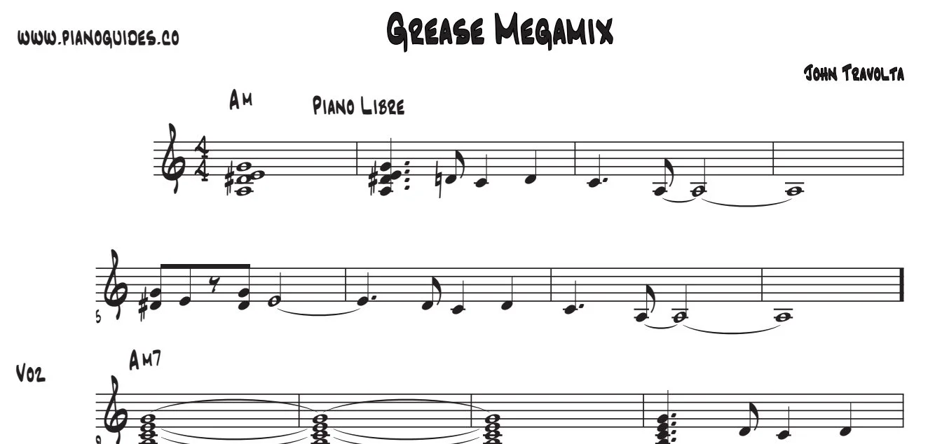 Título y primeras líneas de la guía de Grease Megamix