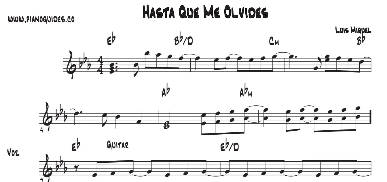 Título y primeras líneas de la guía de Hasta Que Me Olvides