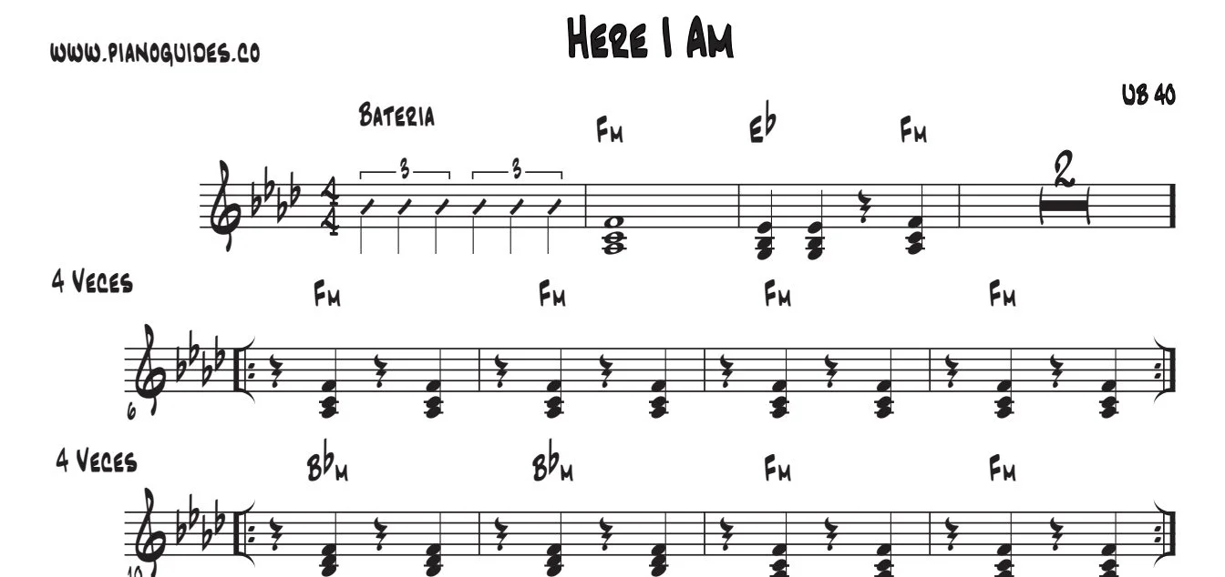 Título y primeras líneas de la guía de Here I Am
