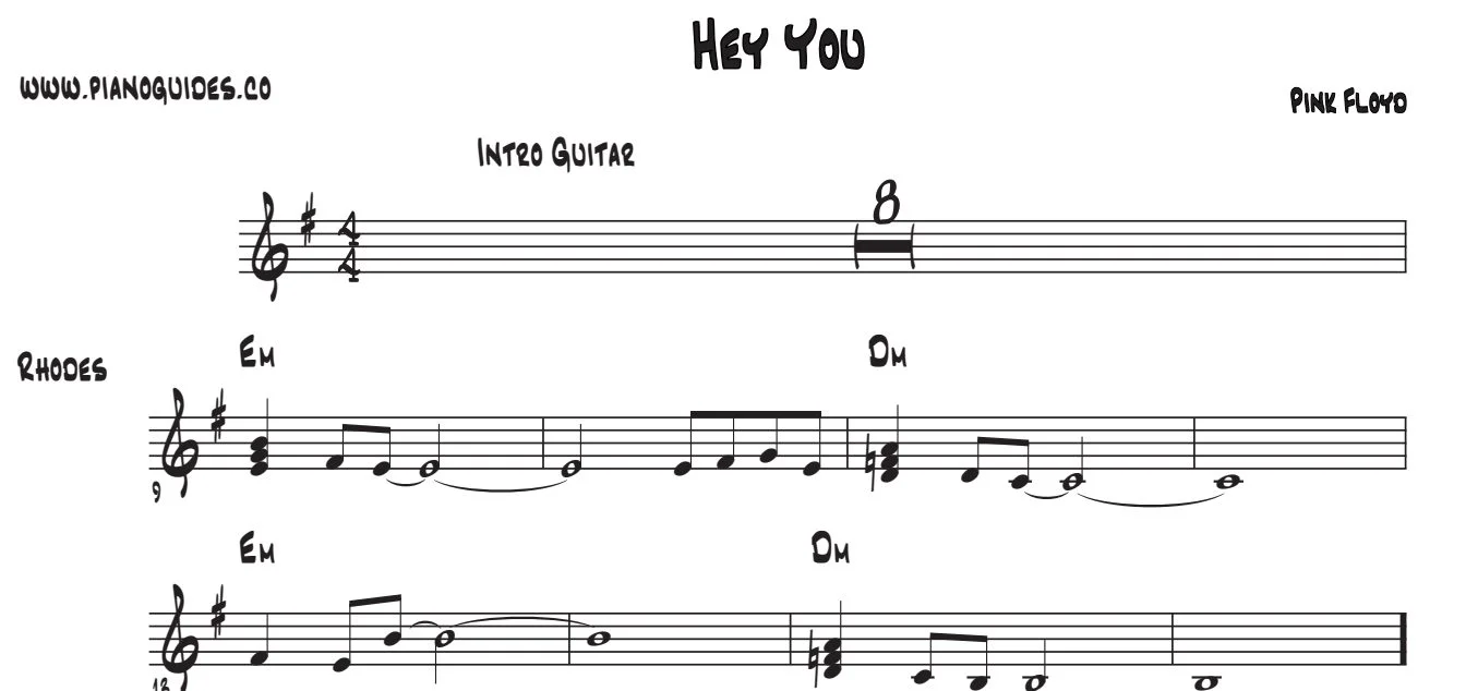 Título y primeras líneas de la guía de Hey You