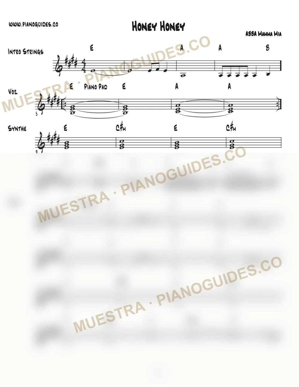 Primera página de la guía Honey, Honey (Mamma Mia)