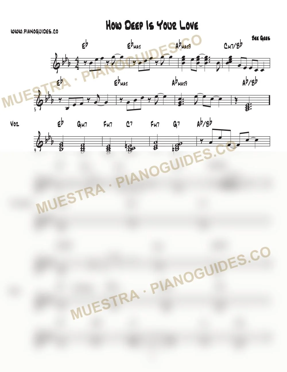 Primera página de la guía How Deep Is Your Love