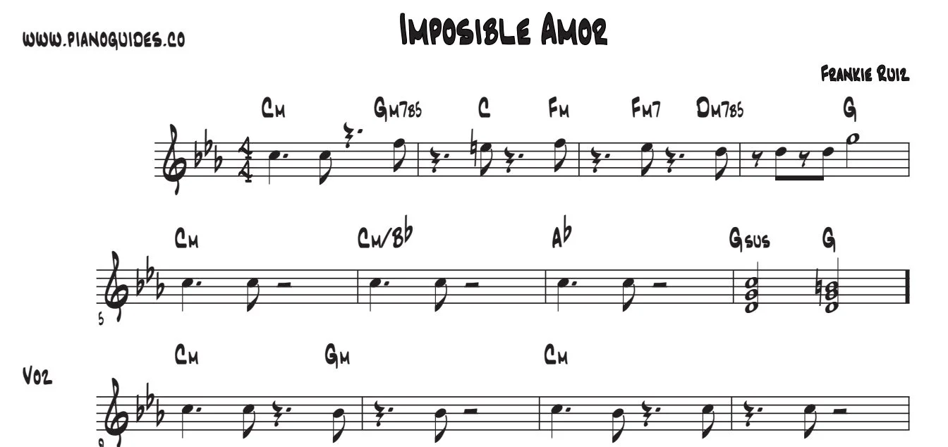 Título y primeras líneas de la guía de Imposible Amor