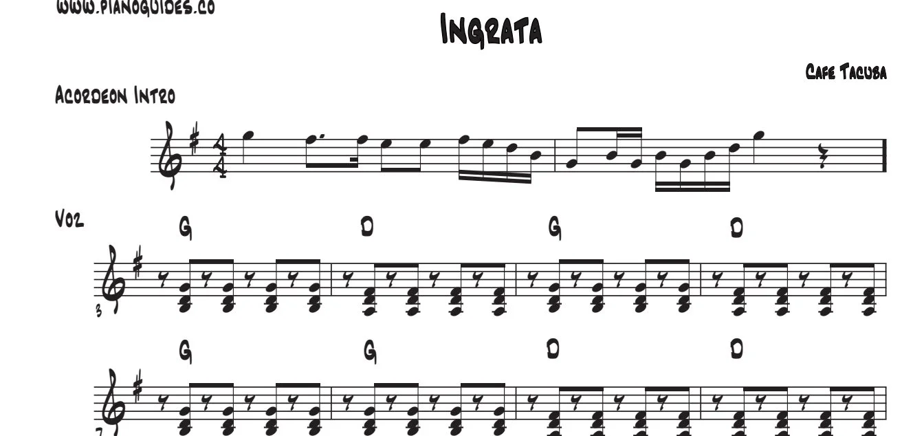 Título y primeras líneas de la guía de Ingrata