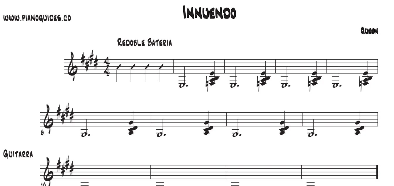 Título y primeras líneas de la guía de Innuendo