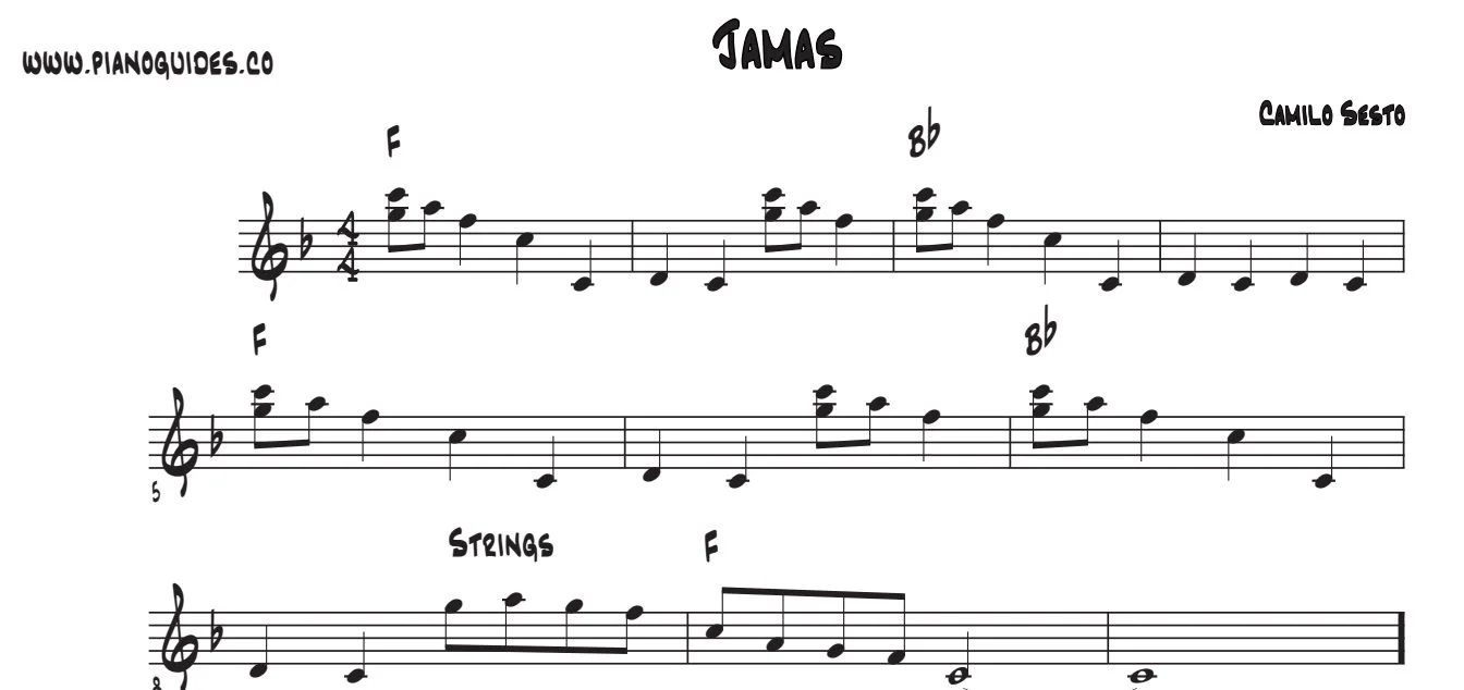Título y primeras líneas de la guía de Jamás