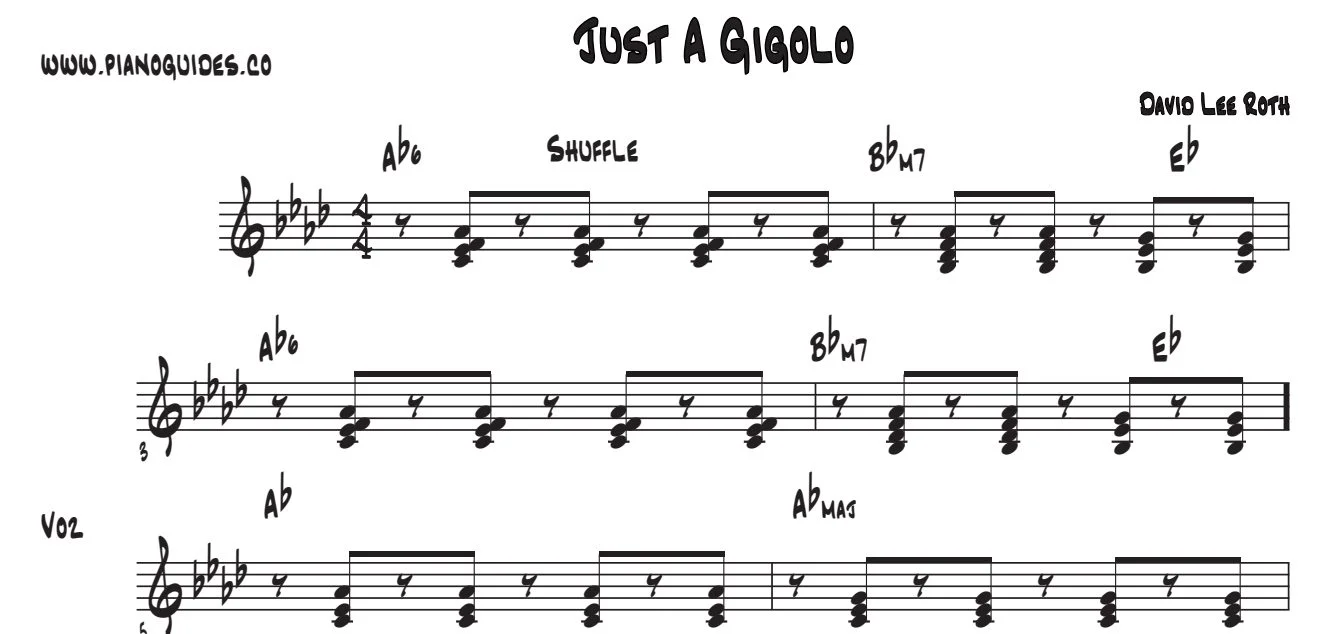Título y primeras líneas de la guía de Just A Gigolo